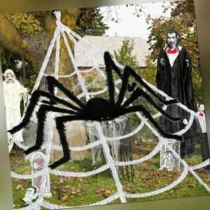 Riesen Spinne Halloween Dekoration 90-200 cm Horror Grusel Spinnennetz Tarantula