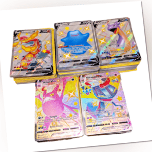 50 Pokemon Karten mit seltener V/VMax Pokemon Karte als Shiny Full Art Deutsch