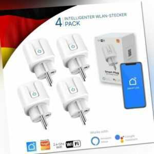 4 pack - Wlan Smart Steckdose mit Strommessung Stromzähler, Alexa, Google Home