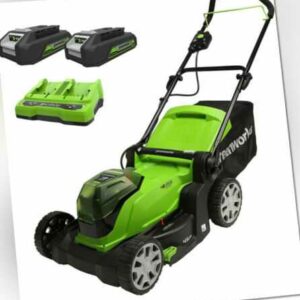 48V Akku Rasenmäher 41cm Greenworks G24X2LM41K2x mit 2x2Ah Batterie & Ladegerät