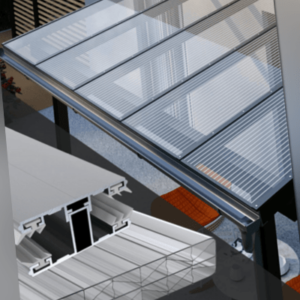 Terrassenüberdachung Doppelstegplatten Stegplatten X-Struktur 16mm klar  ALU/ALU