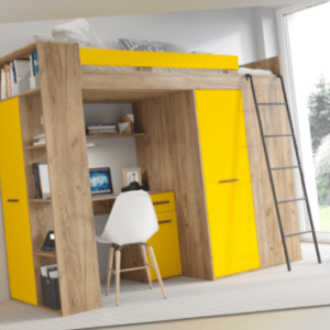 Kinderbett Hochbett mit begehbaren Kleiderschrank und Schreibtisch