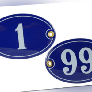 Emaille Hausnummer OVAL 1- 99 Emailschild Blau Weiß Hausnummer Türschild