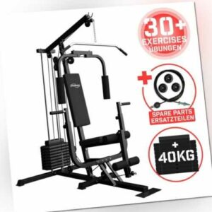 Physionics® Kraftstation Fitnessstation mit Beinpresse 40kg Gewichten Multigym