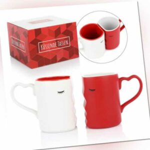FunX Kaffeetassen Küssende Tassen 2er Set - Geschenke für Frauen und Männer