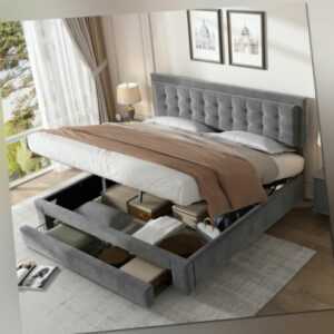 Polsterbett Doppelbett Ehebett mit Bettkasten und Schubladen 180x200cm