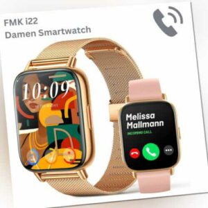 i22 Damen Smartwatch mit Bluetooth Anruf, mit Puls Messung, IP68, iOS / Android