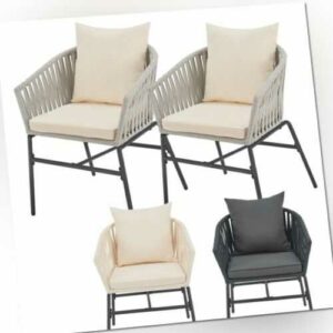 Gartenstühle Stuhl 2er Set Balkonstühle Seilgeflecht Outdoor Sessel Juskys®