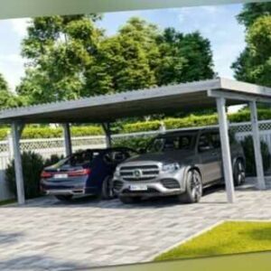 Doppelcarport 6x5 m Carport Garage GRAU Unterstand Flachdach Pfosten 12x12 cm