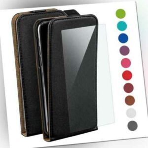 Handy Tasche für HTC One M7 Handyhülle Flip Case Etui Schutz Hülle mit Folie