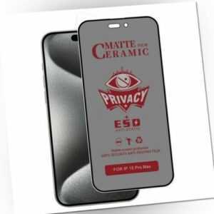 2x Schutzfolie für iPhone 12 13 14 15 Pro Max Privacy Sicht - Blickschutz Matt
