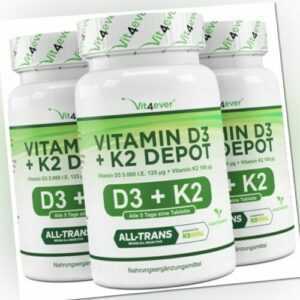 365 - 1095 Tabletten Vitamin D3 5000 I.E. + Vitamin K2 100 mcg MK7 All-Trans