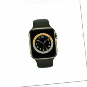 Apple Watch Series 6 GPS + Cellular, 44mm Edelstahl Gold Armband zyperngrünes