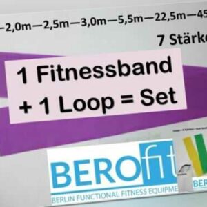 Set: Fitnessband "Berofit" Latexband Gymnastikband viele Längen & Stärken + Loop