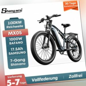 Shengmilo 1000W E-Bike Mountainbike 26 Zoll Elektrofahrrad 48V SAMSUNG Fatbike