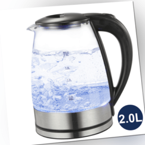 Wasserkocher Glas 2,0L Glaswasserkocher LED Edelstahl 1500W Teekocher BPA frei