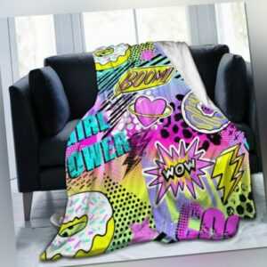 Pop Art Girl Power Princess Wohndecke Kuscheldecke Tagesdecke