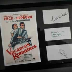 ROMAN HOLIDAY A3 Autogrammanzeige, Gregory Peck, Audrey Hepburn, Eddie Albert