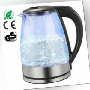 Wasserkocher Glas 2,0L Glaswasserkocher LED Edelstahl 1800W Teekocher BPA frei