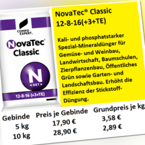 COMPO EXPERT NovaTec® Classic Volldünger NPK-Dünger 12-8-16(+3+TE) 5kg oder 10kg