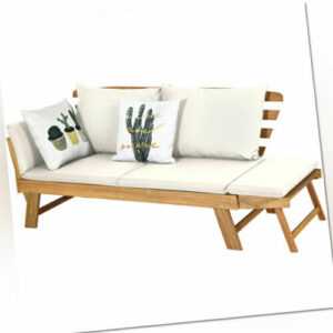 Gartenbank Schlafsofa Gartenmöbel Gartensofa Liegestuhl Holz Armlehneverstellbar