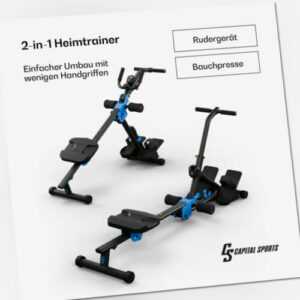 Rudergerät Hybrid Rudermaschine Heimtrainer Ruderzug Computer 12 Stufen Stahl