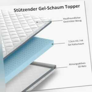 Matratzenauflage Topper 9 Zonen / Bambus /Gelschaum 90 120 140 160 180 200x200