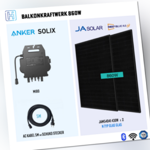 Balkonkraftwerk 860W Mini Solaranlage Komplettset Anker MI80 Mikrowechselrichter