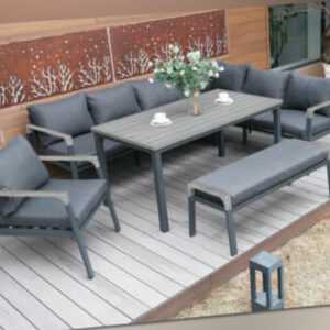 Eck Lounge Set Sitzgruppe Gartenmöbel Garnitur Gruppe Alu hoch wetterfest XL