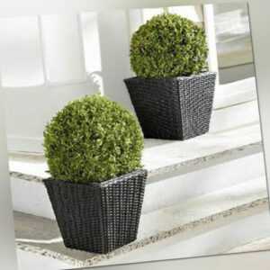 Pflanztopf Polyrattan 2er Set klein 2 verschiedene Größen Blumen Topf Kübel