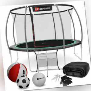 Hop-Sport Trampolin Outdoor 366 cm Gartentrampolin Set mit Zubehör und Extras