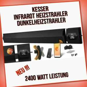 KESSER Infrarot Heizstrahler 2400W Dunkelheizstrahler Terrassen Heizgerät Schwar