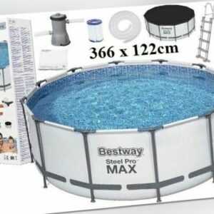 Bestway Steel Pro MAX 366x122cm Gartenpool Pool 56420 Mit Pumpe u. Zubehör