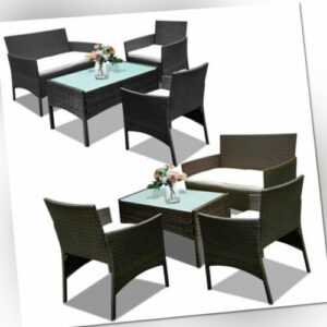 Sitzgruppe Polyrattan mit Glasplatte Relax-Lounge Gartenmöbel Sitzmöbel