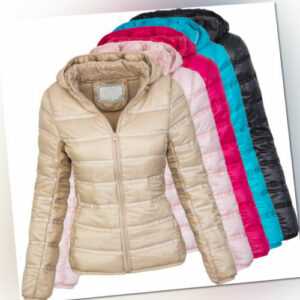 Damen stepp jacke übergangs jacke gesteppt winter kapuzenjacke steppjacke D-206