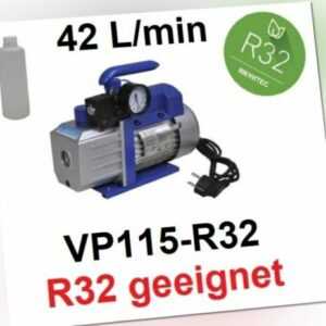Vakuumpumpe für Klimaanlage, R32 geeignet, 42 L/min, mit Messuhr u. Magnetvent.