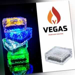 Led Solar Set Glas 4er Glasstein 4 LED 10x10x4,5cm Milchglas Bodenleuchte Deko