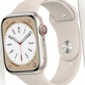Apple Watch 8 LTE Starlight Alu 45mm, White Silicon Band, NEU Sonstige