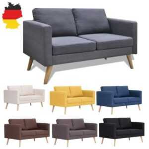 Modern Sofa Set 2 Sitzer Couch Ecksofa Sessel mit Kissen Rückenlehne Zweisitzer