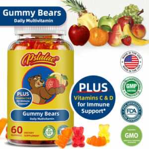 Gummibärchen – Kid Daily Multivitamin-Mineralformel – Mit Vitamin C, D3, Zink