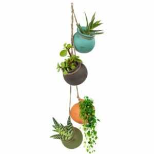 BELLE VOUS Keramik-Blumenampeln zum Aufhängen mit 4 Töpfen – Hängende