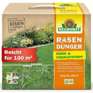 Neudorff RasenDünger Moos- & UnkrautStopp 5 Kg für 100m² organisch-mineralisch