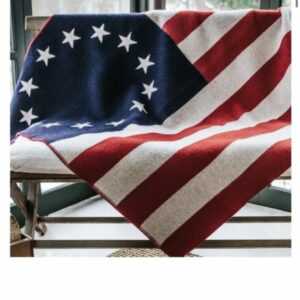 1776 US Flag Wool Fabribault Blanket Made in USA  Throw Cover Neu