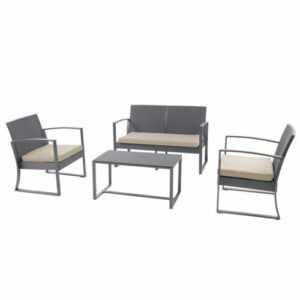 SVITA LOIS XL Rattan Sitzgruppe Garten-Lounge Polyrattan Gartenmöbel Grau