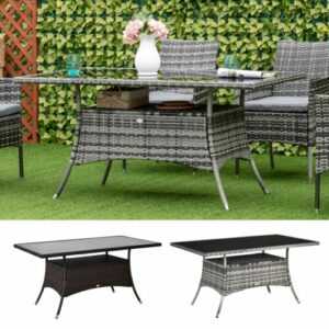 Outsunny Gartentisch Glastisch Esstisch Gartenmöbel Tisch Metall 150x85x74cm