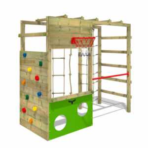 FATMOOSE Klettergerüst Spielturm CleverClimber mit Kletterwand & Reckstange