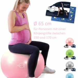 VITALWORXX Gymnastikball für Schwangere Pezziball Yogaball Sitzball 65 cm