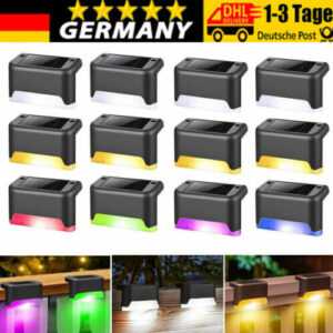 4-16 LED Solarleuchten Zaunleuchte Wandlampen Gartenleuchte Außen Treppen Lampe