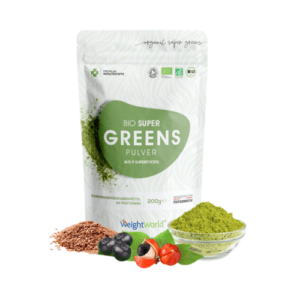 Bio Super Greens Pulver - als Essen/ Getränk - Smoothies, Suppe oder Pancakes