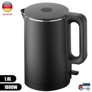 1500-1800W Edelstahl Wasserkocher 1,8 L Wasserkessel Teekocher Kompakt Schwarz